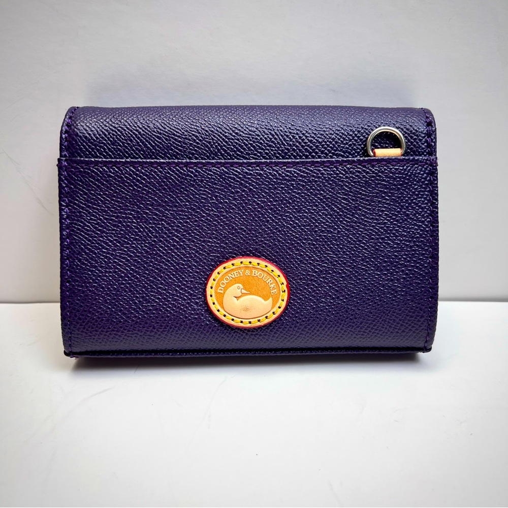DOONEY & BOURKE Purple Leather Pouch / Wallet with Red Fabric Interior